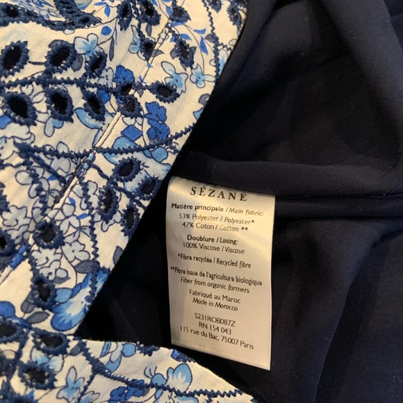 NWOT Embroidered Floral Blue Yuliana Sezane Dress - Picture 2 of 6